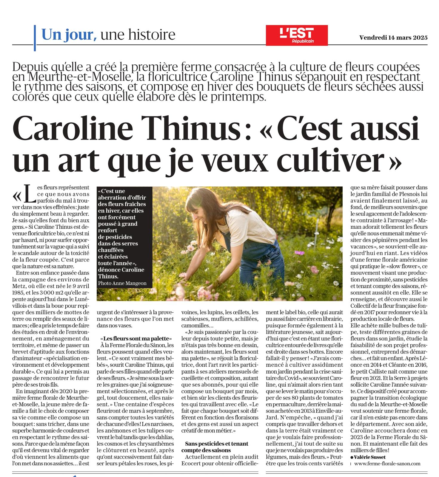 article est republicain Caroline Thinus "C'est aussi un art que je veux cultiver" 14/03/2025