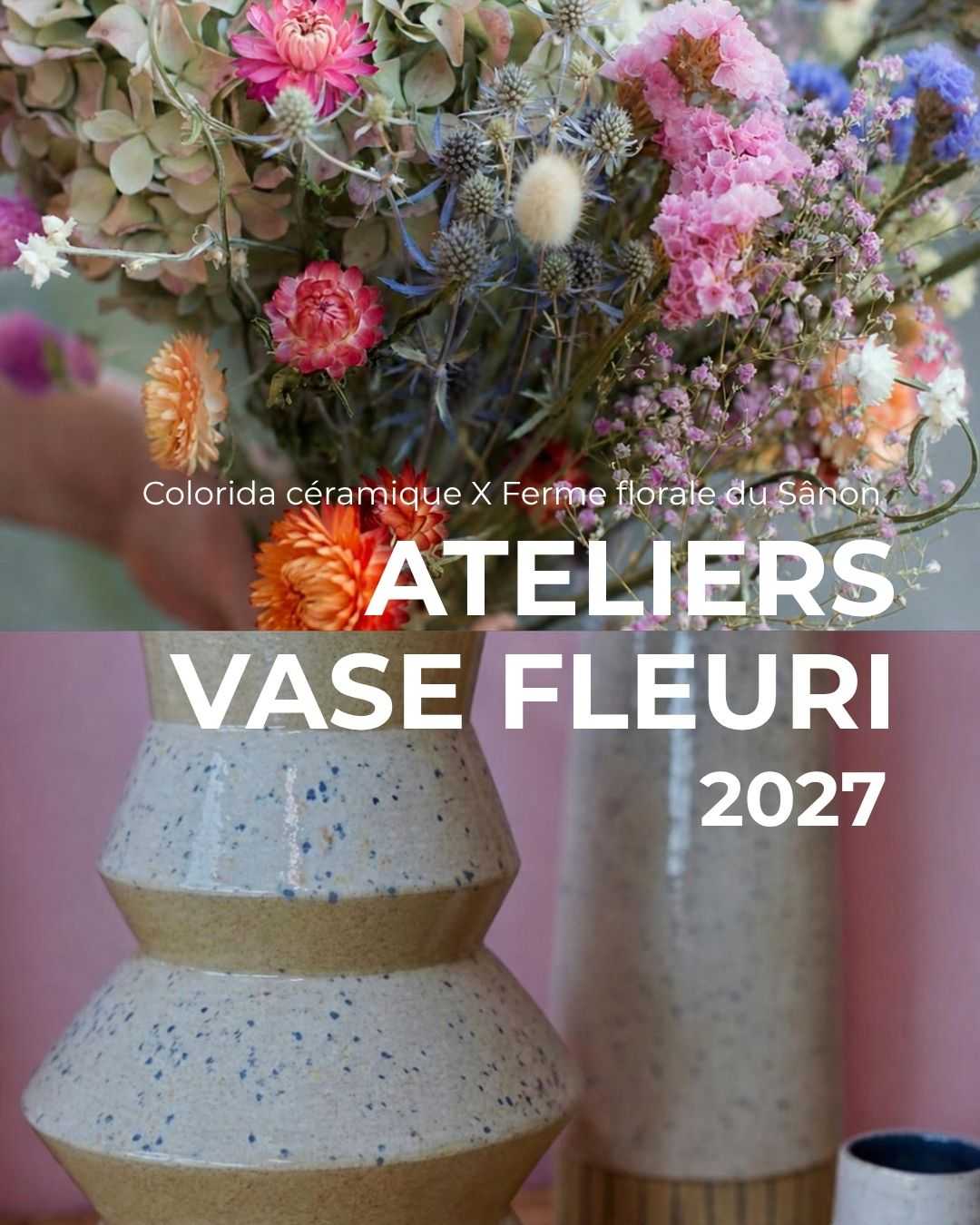 atelier vase fleuri en partenariat avec colorida céramique