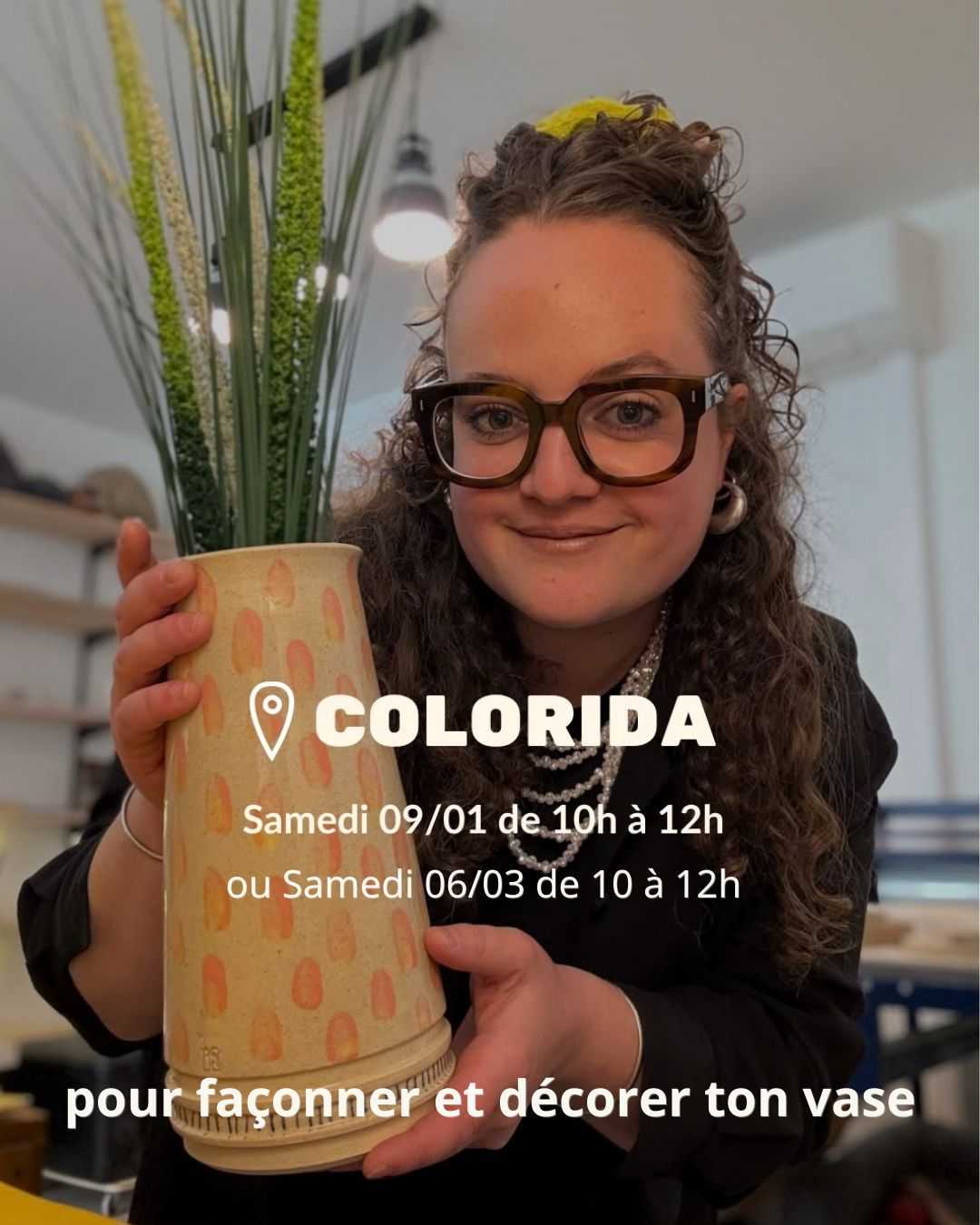 atelier vase fleuri en partenariat avec colorida céramique